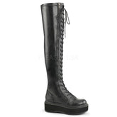 Demonia EMILY-375 Black Thigh-High Lace-Up Boots - Shoecup.com
